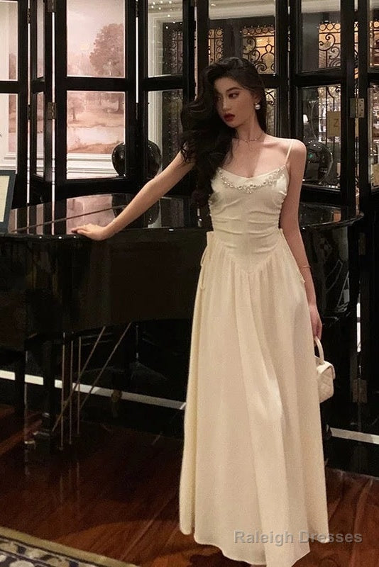 Elegant A Line Spaghetti Straps Long Prom Dresses Birthday Outfits Evening Gown