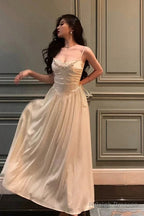 Elegant A Line Spaghetti Straps Long Prom Dresses Birthday Outfits Evening Gown