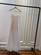Elegant A-Line Strap Pearl Tulle Long Formal Prom Dress