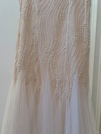 Elegant A-Line Strap Pearl Tulle Long Formal Prom Dress