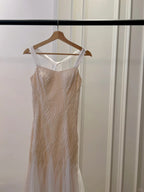 Elegant A-Line Strap Pearl Tulle Long Formal Prom Dress