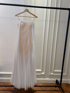 Elegant A-Line Strap Pearl Tulle Long Formal Prom Dress