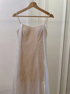 Elegant A-Line Strap Pearl Tulle Long Formal Prom Dress