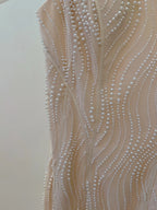 Elegant A-Line Strap Pearl Tulle Long Formal Prom Dress