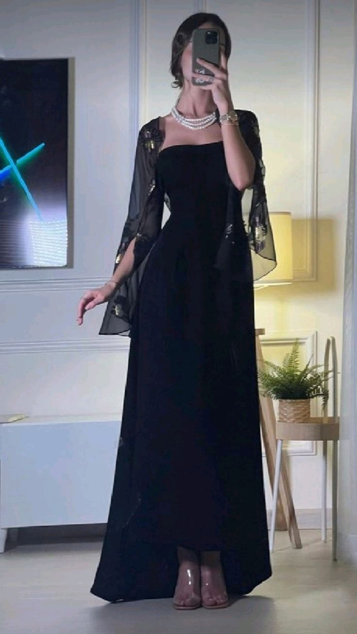 Elegant A Line Strapless Long Prom Dresses Black Formal Dress Secondary image