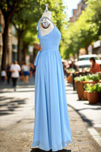 Elegant A Line Straps Chiffon Floor Length Bridesmaid Dresses