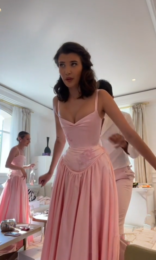 Elegant A-Line Straps Pink Satin Long Length Prom Dress Birthday Outfits