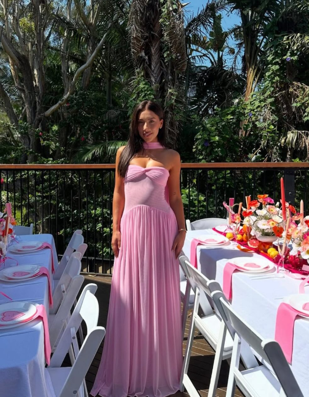 Elegant A-Line Sweetheart Pink Chiffon Prom Dress Long Prom Dresses Summer 20Th Birthday Outfits 18Th Birthday Dress