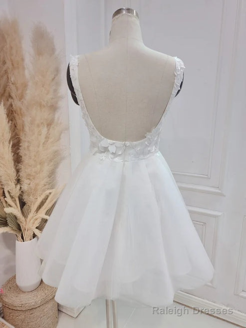Elegant A-Line Sweetheart Wedding Dresses With Lace Short White Beautiful Secondary image