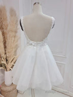 Elegant A-Line Sweetheart Wedding Dresses With Lace Short White Beautiful