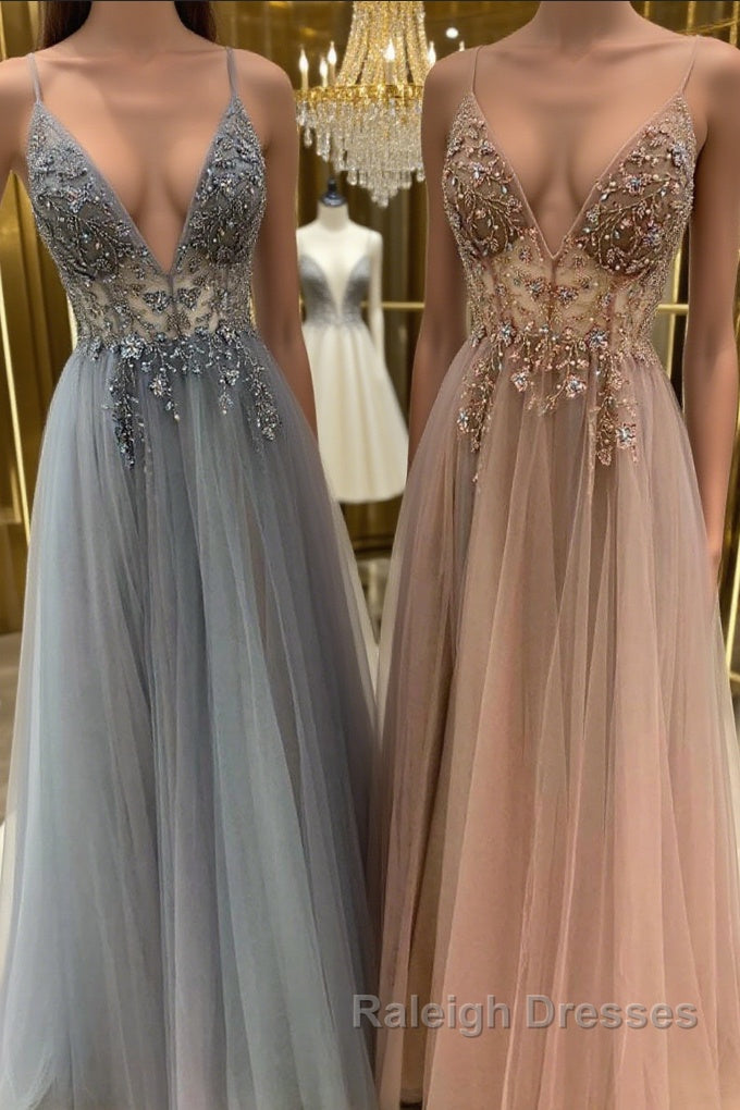 Elegant A Line tulle lace long prom Dresses tulle Prom Dresses