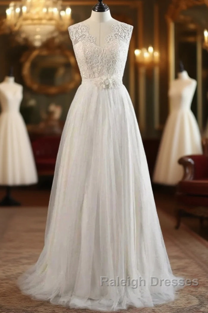 Elegant And Noble A-Shaped V-Neck Belt With Stickers For Beach And Floor Length Wedding Dresses Main image