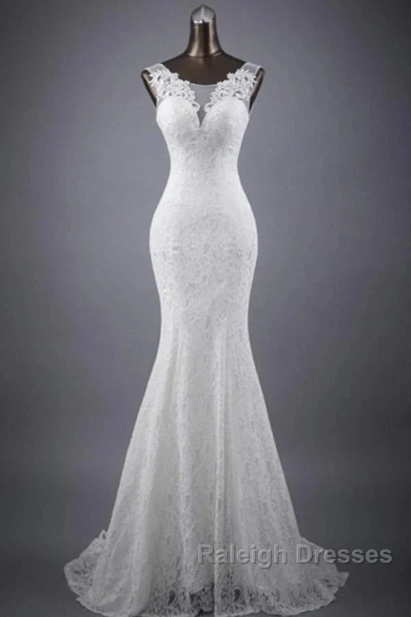Elegant And Noble Lace Sleeveless Speaker/Mermaid And Floor Length Wedding Dress