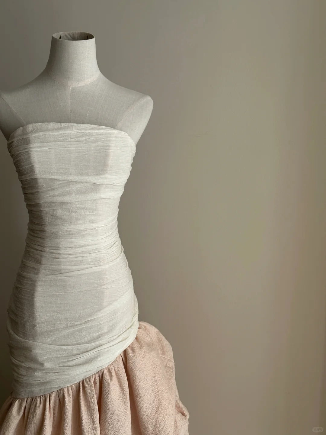Elegant And Retro Pink And White Irregular Tulle Long Formal Prom Dress Wedding DressP4026