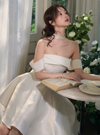 Elegant And Simple Satin One Shoulder A-Line Birthday Dress Homecoming Dress