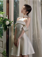 Elegant And Simple Satin One Shoulder A-Line Birthday Dress Homecoming Dress