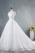 Elegant Appliques Lace Tulle A Line Wedding Dresses