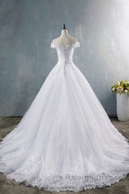 Elegant Appliques Lace Tulle A Line Wedding Dresses