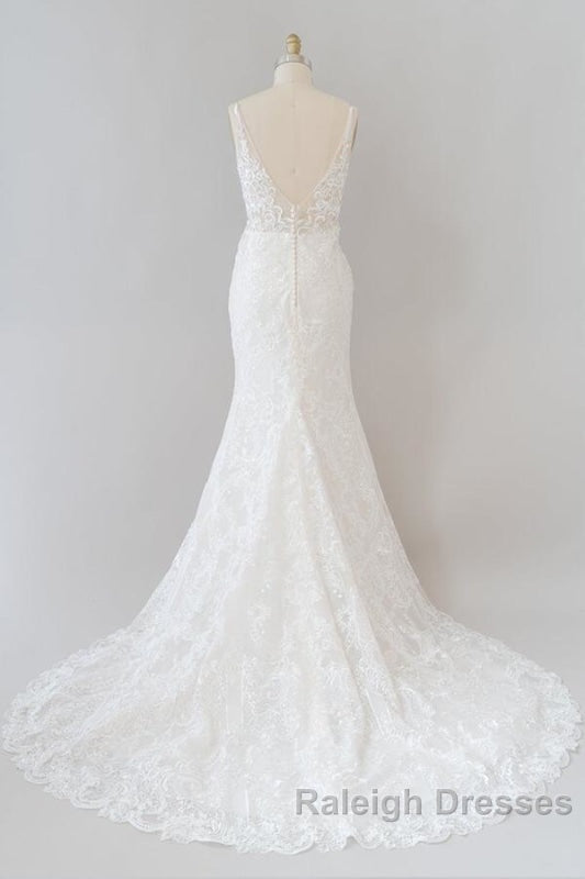 Elegant Appliques V Neck Sheath Wedding Dresses Secondary image