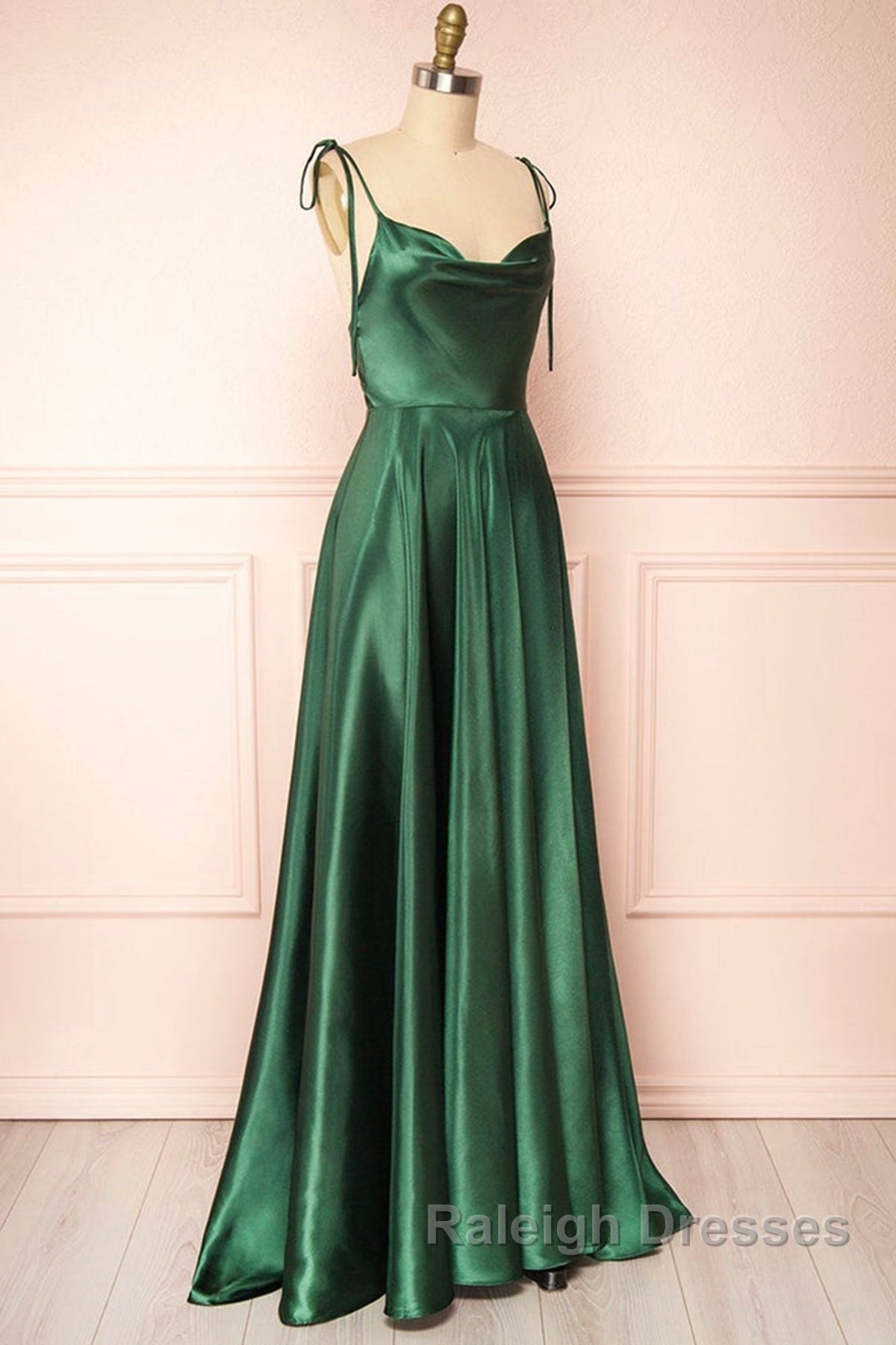 Elegant Backless Green Satin Long Prom Dress Backless Green Prom Graduation Prom Dresses
