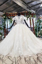 Elegant Ball Gowns Big Wedding Dress Appliques Bridal Dresses With Short Sleeves