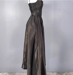 Elegant Black A-Line Spaghetti Strap Satin Long Formal Prom Dress