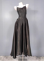 Elegant Black A-Line Spaghetti Strap Satin Long Formal Prom Dress