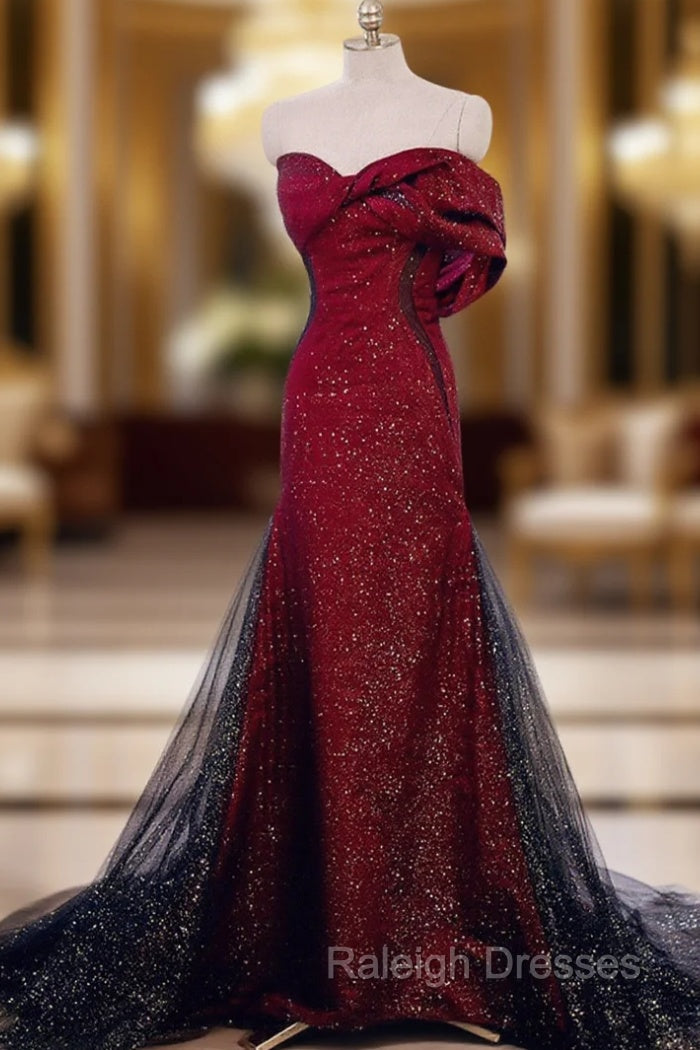 Elegant Black And Red Sweetheart Mermaid Long Prom Dresses Red Prom Dresses Main image