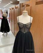 Elegant Black Dot Tulle Corset Dresses