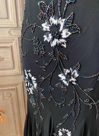 Elegant Black Mermaid Spaghetti Strap V-Neck Beaded Chiffon Long Formal Prom Dress