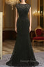 Elegant Black Mother Of The Bride Dresses Mermaid Cap Sleeves Lace