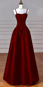Elegant Black A-Line Satin Prom Dresses Long Long Prom Dresses