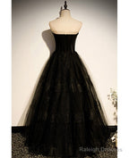 Elegant Black Strapless Sleeveless Ball Dress With Black A-Shaped Princess Sweetheart Backless And Ground Length Evening Dress