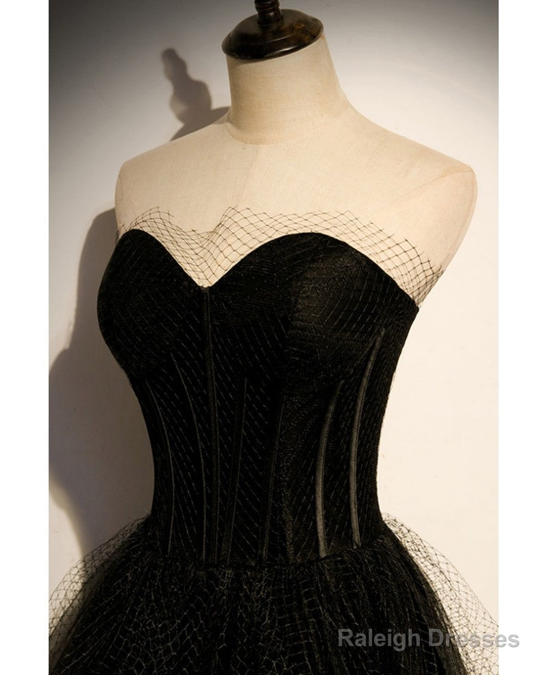 Elegant Black Strapless Sleeveless Ball Dress With Black A-Shaped Princess Sweetheart Backless And Ground Length Evening Dress