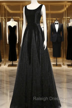 Elegant Black Velvet Cap Sleeves Evening Dress, Black Prom Dress