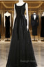 Elegant Black Velvet Cap Sleeves Evening Dress, Black Prom Dress