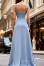 Elegant Blue Chiffon Long Bridesmaid Dress