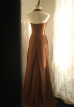 Elegant Brown A-Line Halter Neck Chiffon Long Formal Prom Dress