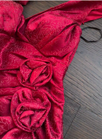 Elegant Burgundy Mermaid Jacquard Satin V-Neck Prom Dresses Simple Prom Dresses