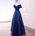 Elegant Burgundy Off-The-Shoulder A-Line Satin Tulle Long Formal Prom Dress