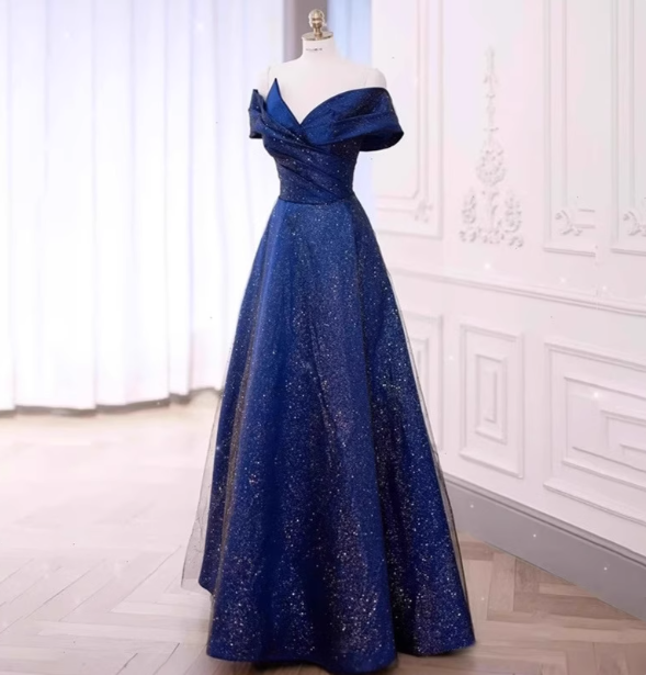 Elegant Burgundy Off-The-Shoulder A-Line Satin Tulle Long Formal Prom Dress