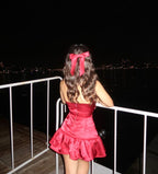 Elegant Burgundy V-Neck Halter Satin A-Line Birthday Short Skirt Homecoming Dress