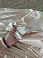 Elegant Champagne Mermaid Trailing Strapless Satin Long Formal Prom Dress