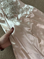 Elegant Champagne Mermaid Trailing Strapless Satin Long Formal Prom Dress