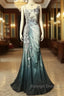 Elegant Chiffon Mermaid Gown For Prom&Prom Spaghetti Strap Sequined Applique Prom Gown