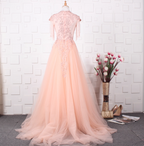 Elegant Court Grey Fringed Beaded Embroidered Tulle Train Formal Prom Dress