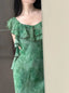 Elegant Dark Green Mermaid Ruffled Chiffon Long Formal Prom Dress