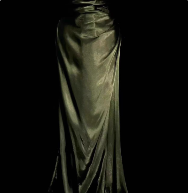 Elegant Dark Green Spaghetti Strap V-Neck Ruched Satin Long Formal Prom Dress