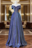 Elegant Deep Blue Bow-neck Pleated Prom Dress