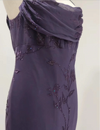 Elegant Deep Purple Mermaid Embroidered Chiffon Long Formal Prom Dress